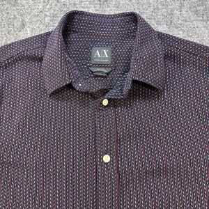Armani Exchange Shirt Mens Medium Black Red Slim Fit Woven